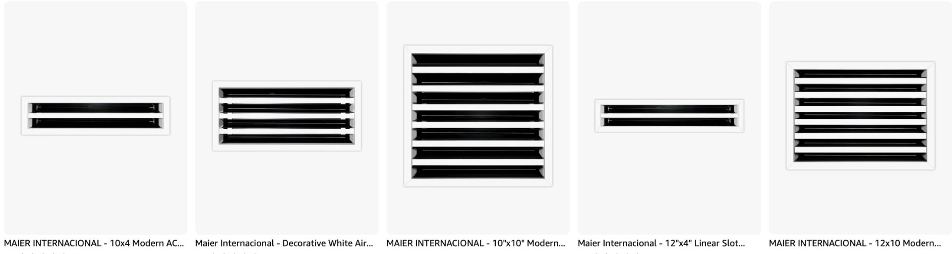 Mosaico del portafolio de rejillas y difusores Maier Internacional