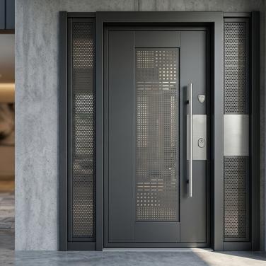 Puerta moderna metálica con paneles perforados Maier Design