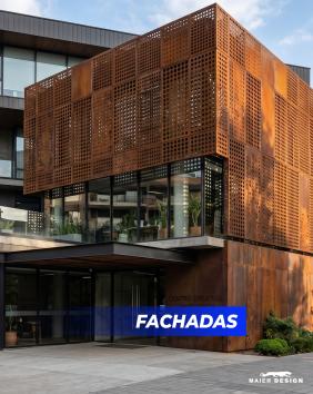Fachada en acero corten perforado Maier Design